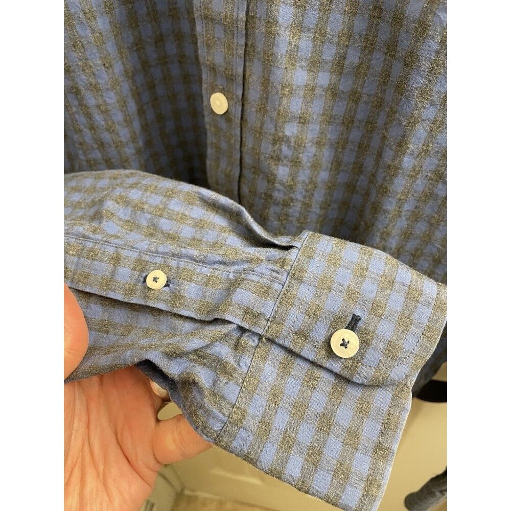 Untuckit Mens Shirt Long Sleeve Button Up Gingham Plaid Blue Gray  Cotton Medium - Picture 5 of 8
